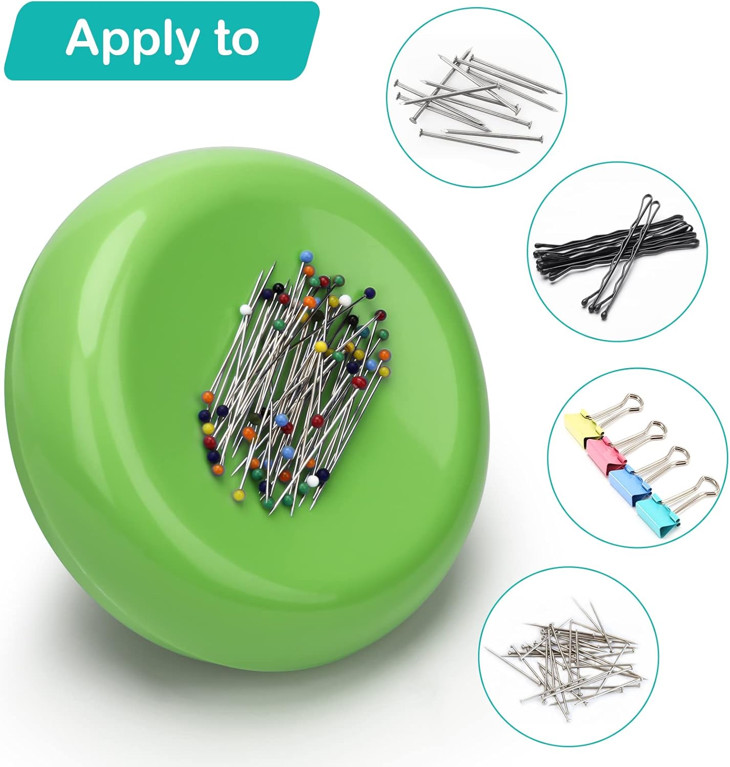 Coitak Magnetic Sewing Pincushion with 100 Plastic Head Pins, Magnetic Pins Holder for Sewing Quilting