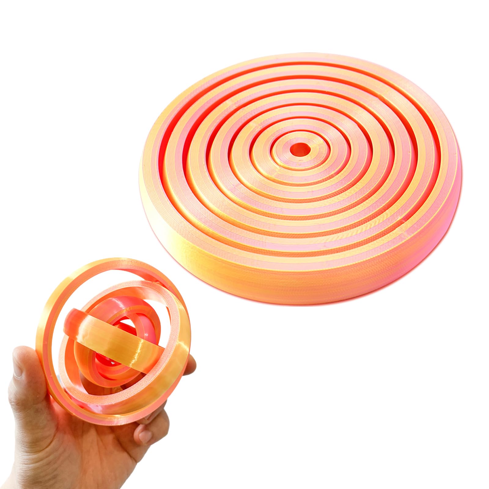 3D Printed Fidget Toy for Adults & Kids, Steampunk Interstellar Sphere with 360° Rotation, Stress Relief Desk Toy