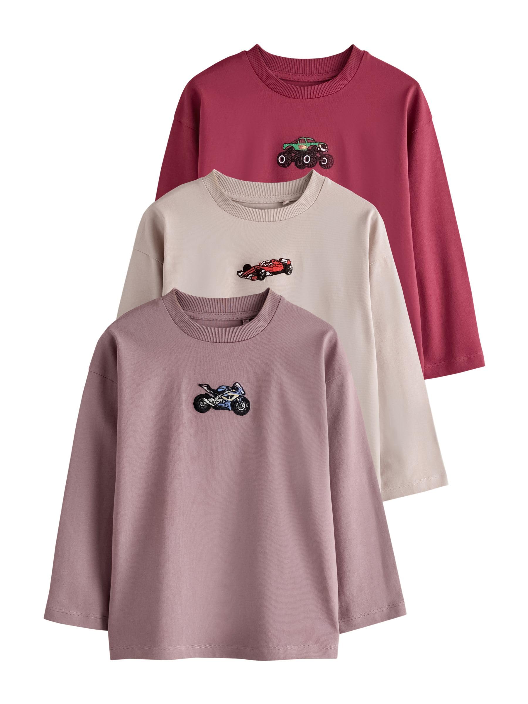NEXT Niños Pack de 3 Camisetas de Manga Larga de Corte Holgado con gráfico