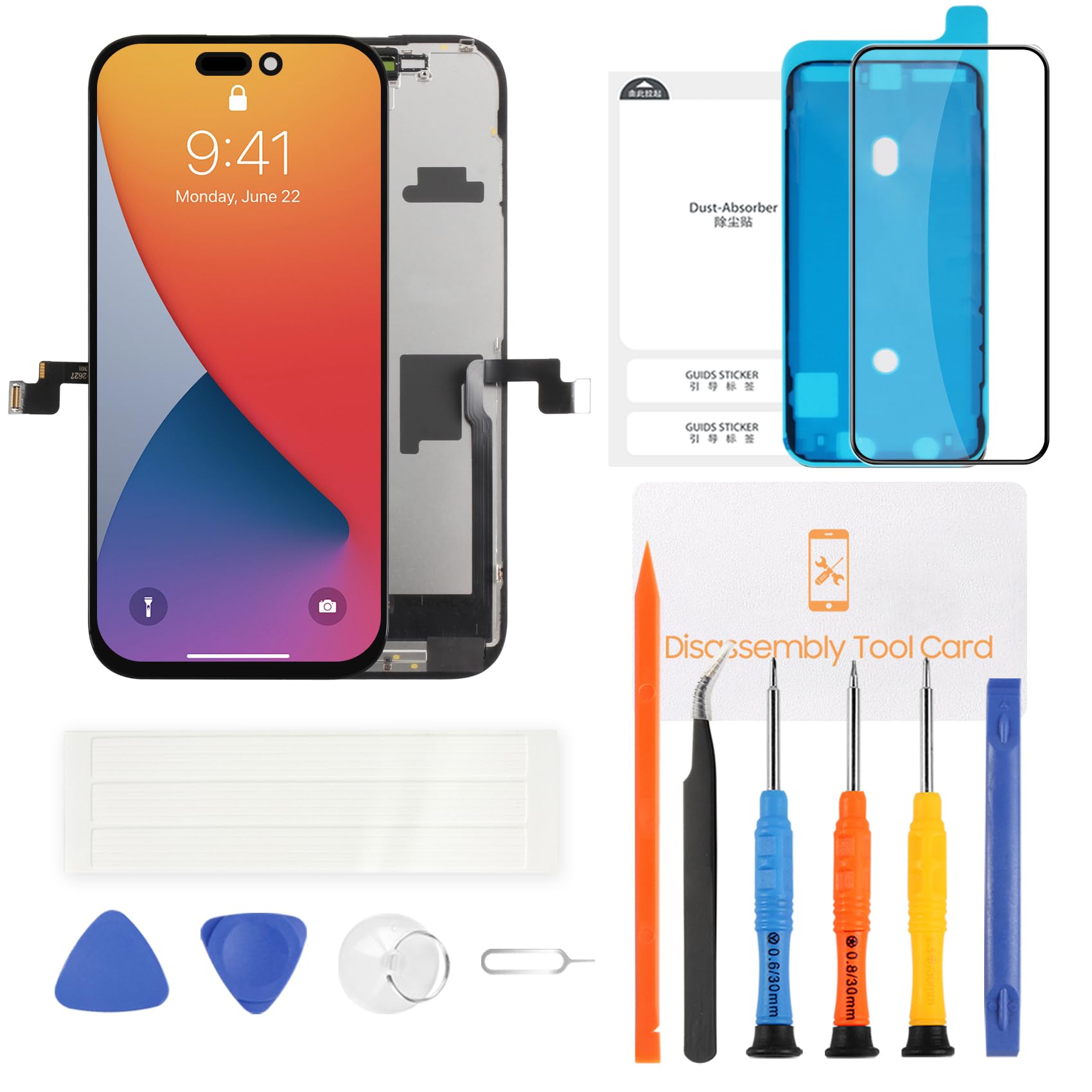 INCELL wyświetlacz LCD do iPhone'a 16 Pro, zamiennik ekranu do iPhone'a 16 Pro, A3293, A3083, A3292, A3294, zestaw naprawczy ekranu dotykowego z narzędziami, szkło hartowane