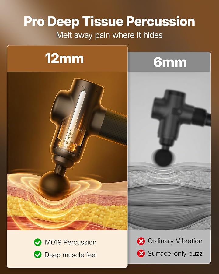 MERACH Massage Gun Deep Tissues Quiet Brushless Motor 6 Heads & 5 Speeds - image 2