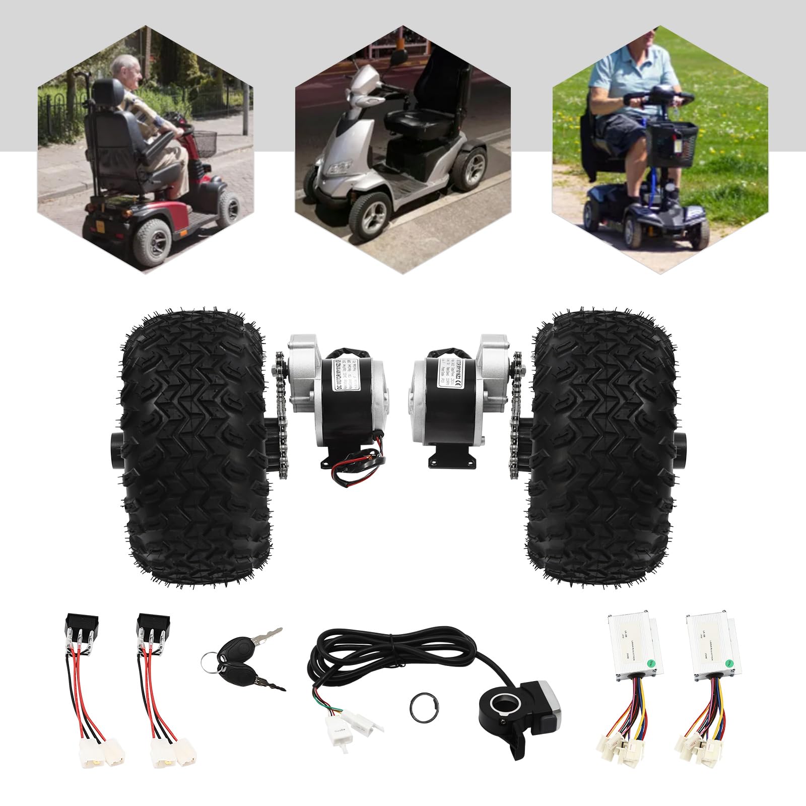 Kit de conversión para patinete eléctrico de 10" y 24 V: motorreductor de 250 W con marcha atrás, juego completo de accesorios duraderos para actualizar el motor del patinete, alto par y asistencia