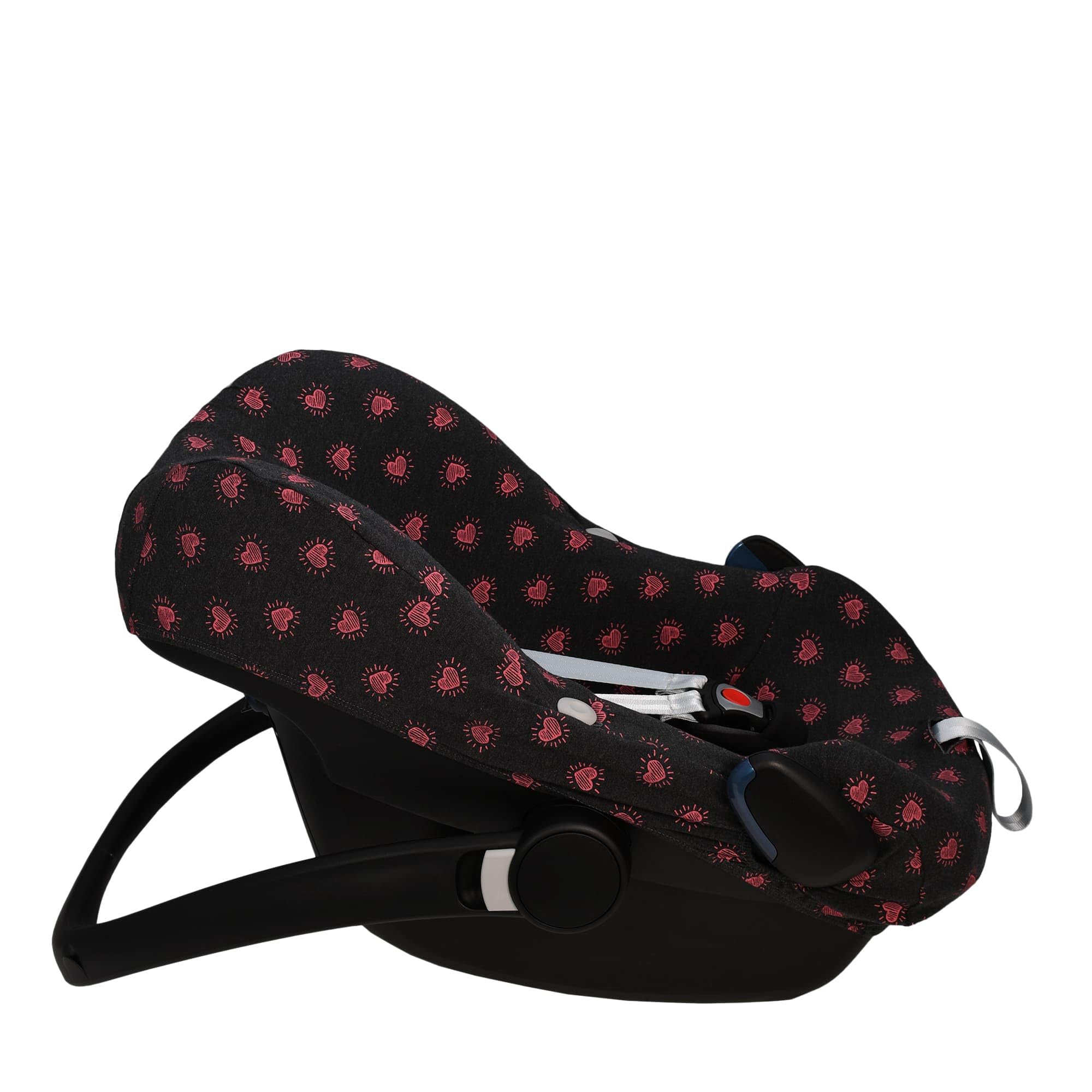 JYOKO KIDS Rivestimento per seggiolino auto in cotone compatibile con Maxi Cosi Pebble (Fluor Heart, Pebble Pro I-size)