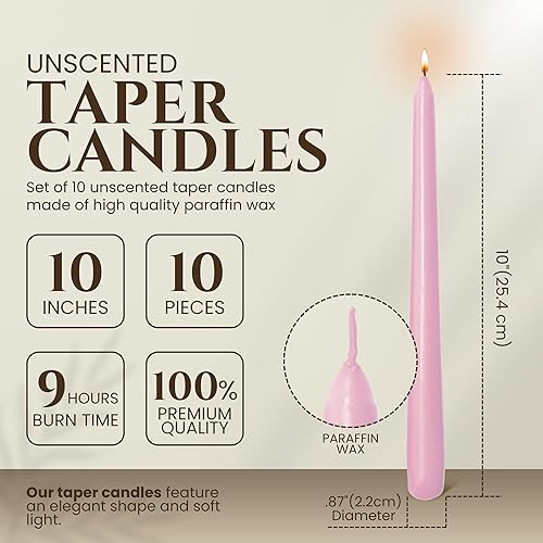 Miniatura 215 de Axiom Candles Velas altas sin goteo de 10 pulgadas sin perfume y sin humo, 9 horas de tiempo de combustión, velas cónicas para el hogar, cenas