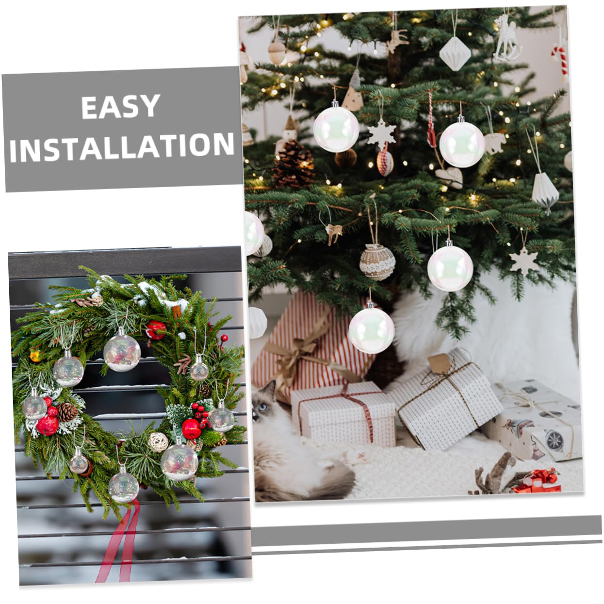 Beaupretty 40piezas Bolas Decorativas De Arcoíris para Navidad Adornos Transparentes De Bolas