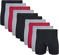 Gildan Men's Covered Waistband Boxer Briefs Multipack - 100% Cotton Comfort, Plush Non-Binding Fit, 6" Inseam