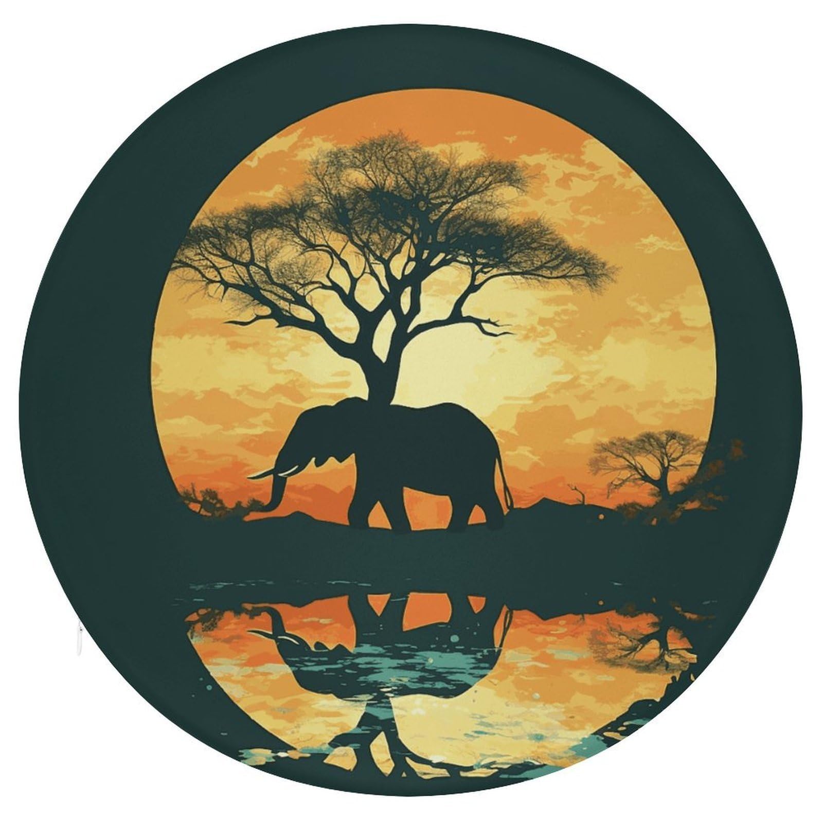 Wsoihfec Style Beautiful Elephant Seat Cushion Round Chair Pad