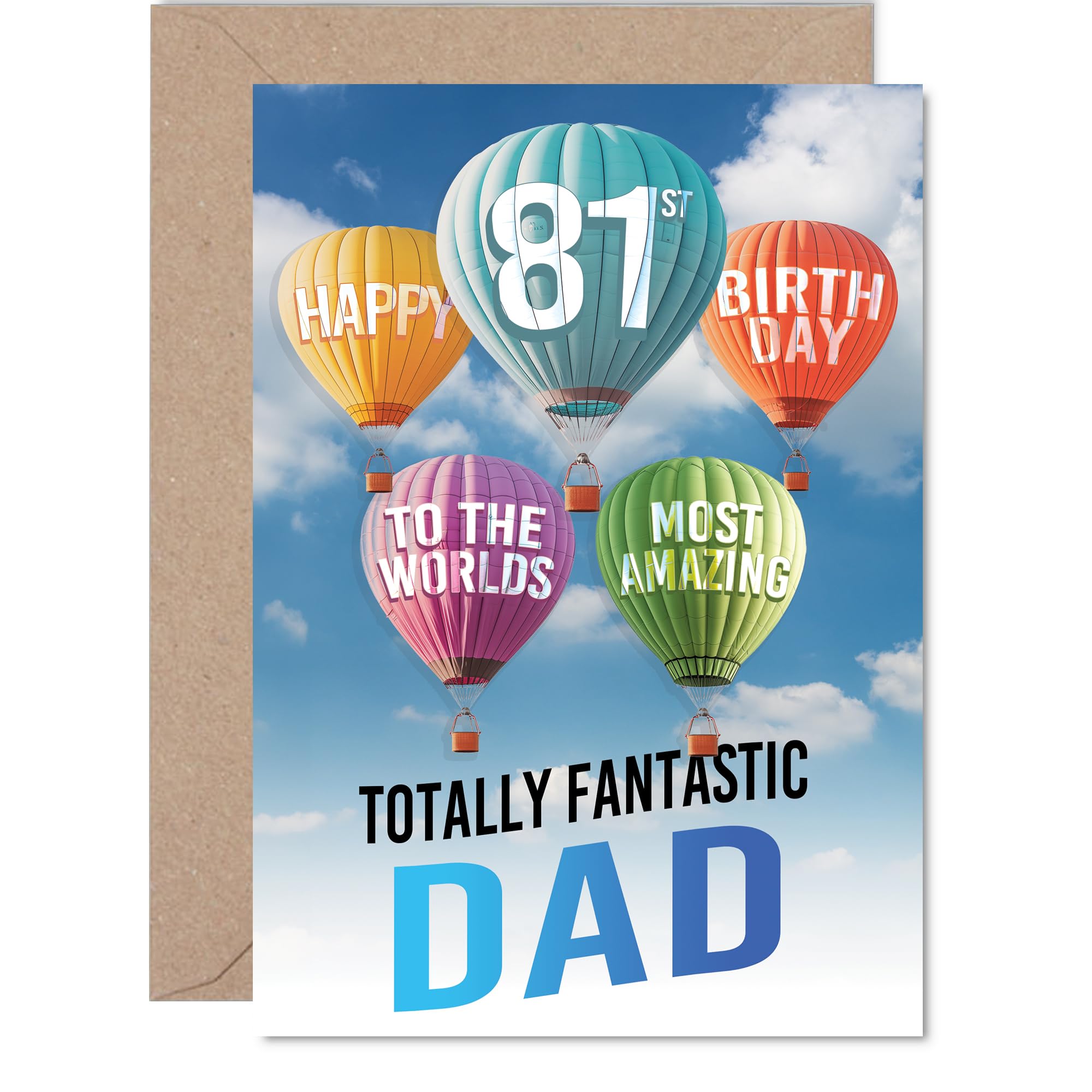 Dad 81st Birthday Card, Most Amazing Hot Air Balloon