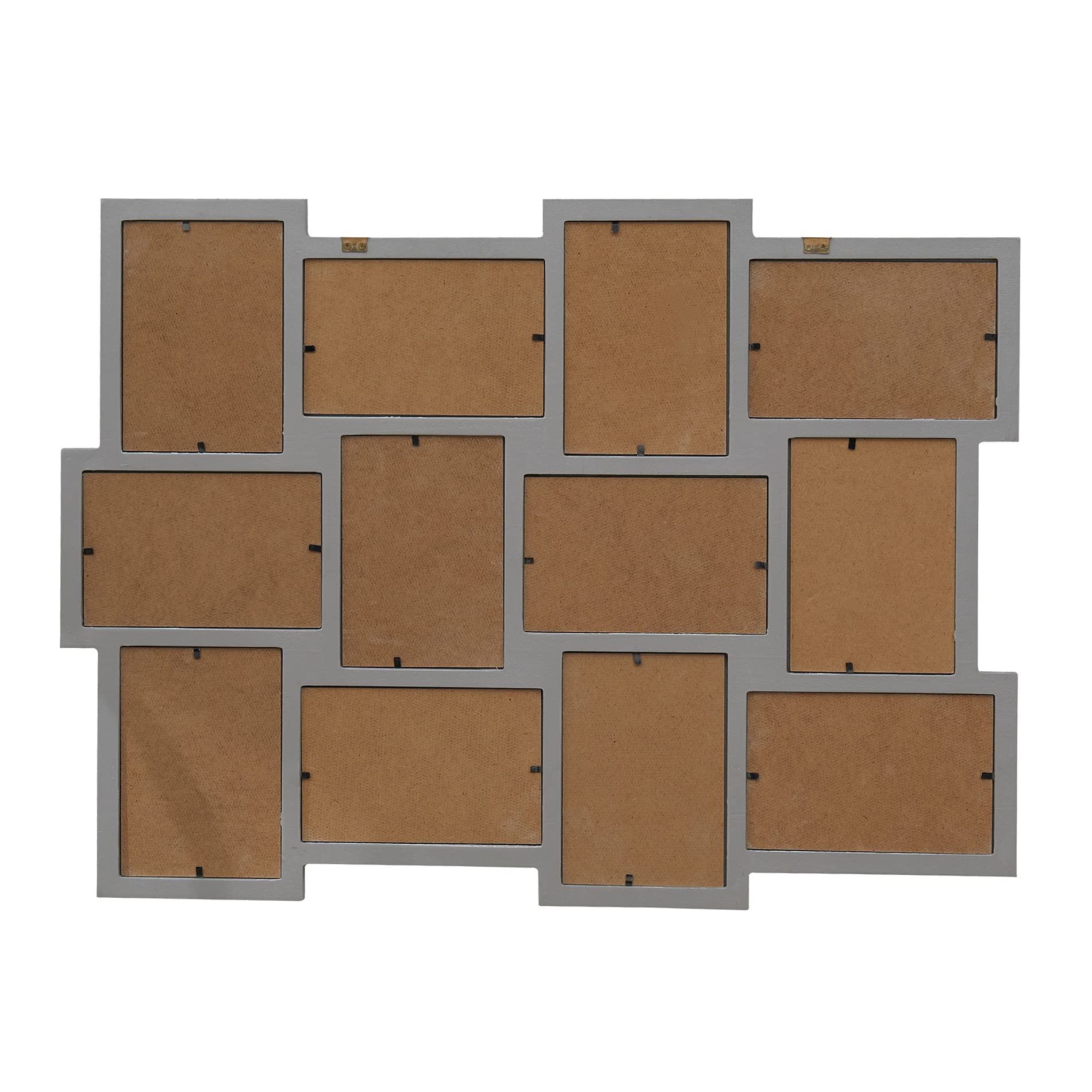 Rebecca Mobili Portafotos Múltiple Marco Para Fotos 10 x 15 Madera MDF Gris Espacio Para 12 Fotos - 47 x 60 x 1,2 cm (A x AN x FON) - Art. RE4880