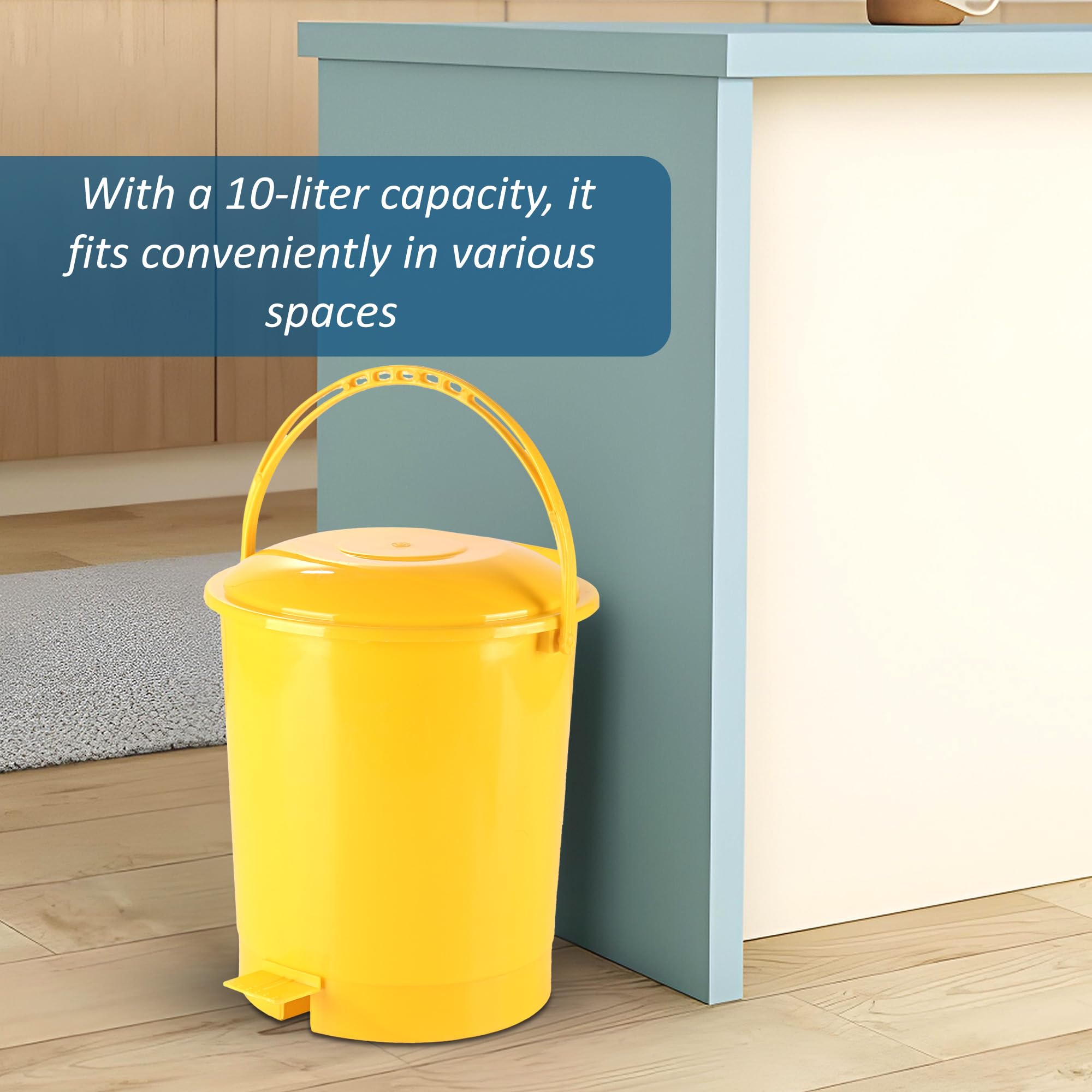 10L Pedal Bin - Hands-Free Kitchen & Bathroom Waste Bin -4