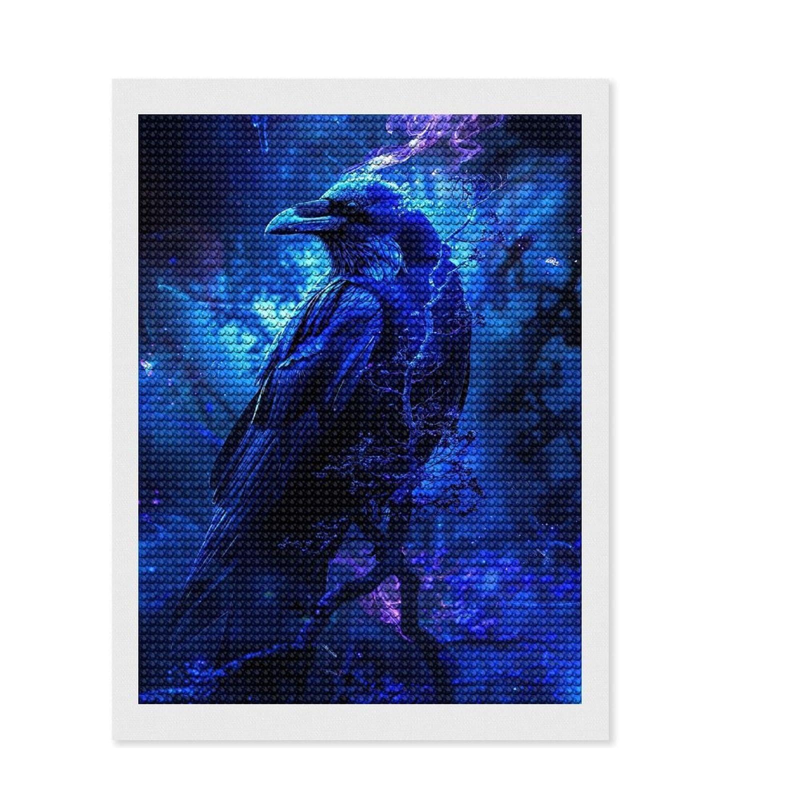 Junmoney Dark Raven in Forest Diamond Painting Kit 12"x16", Full Kit Included, Calming Craft to Unwind, Office Decor, Gift Idea, Easy to Enjoy