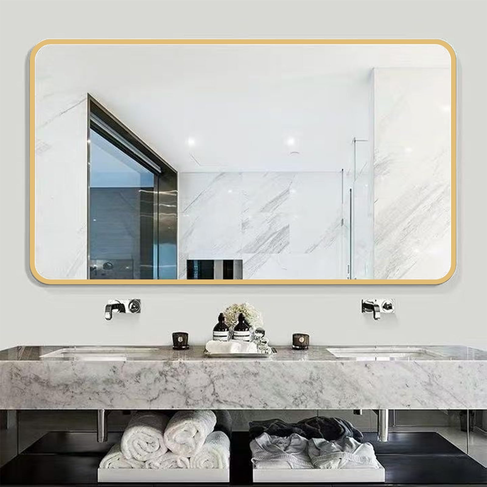 Miroir mural en métal design horizontal ou vertical haut de gamme