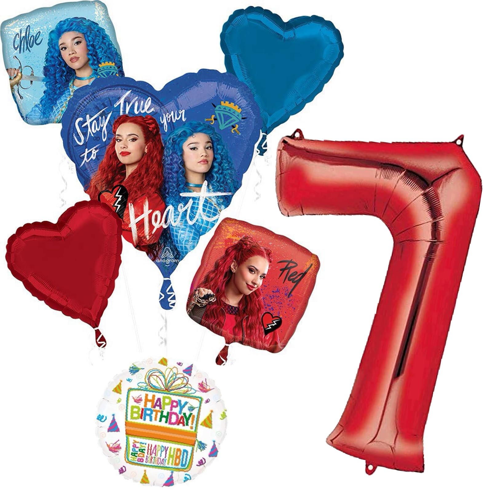 The Descendants The Rise of Red 7th Birthday Party Supplies Balloon Bouquet Decorations - Red 7
