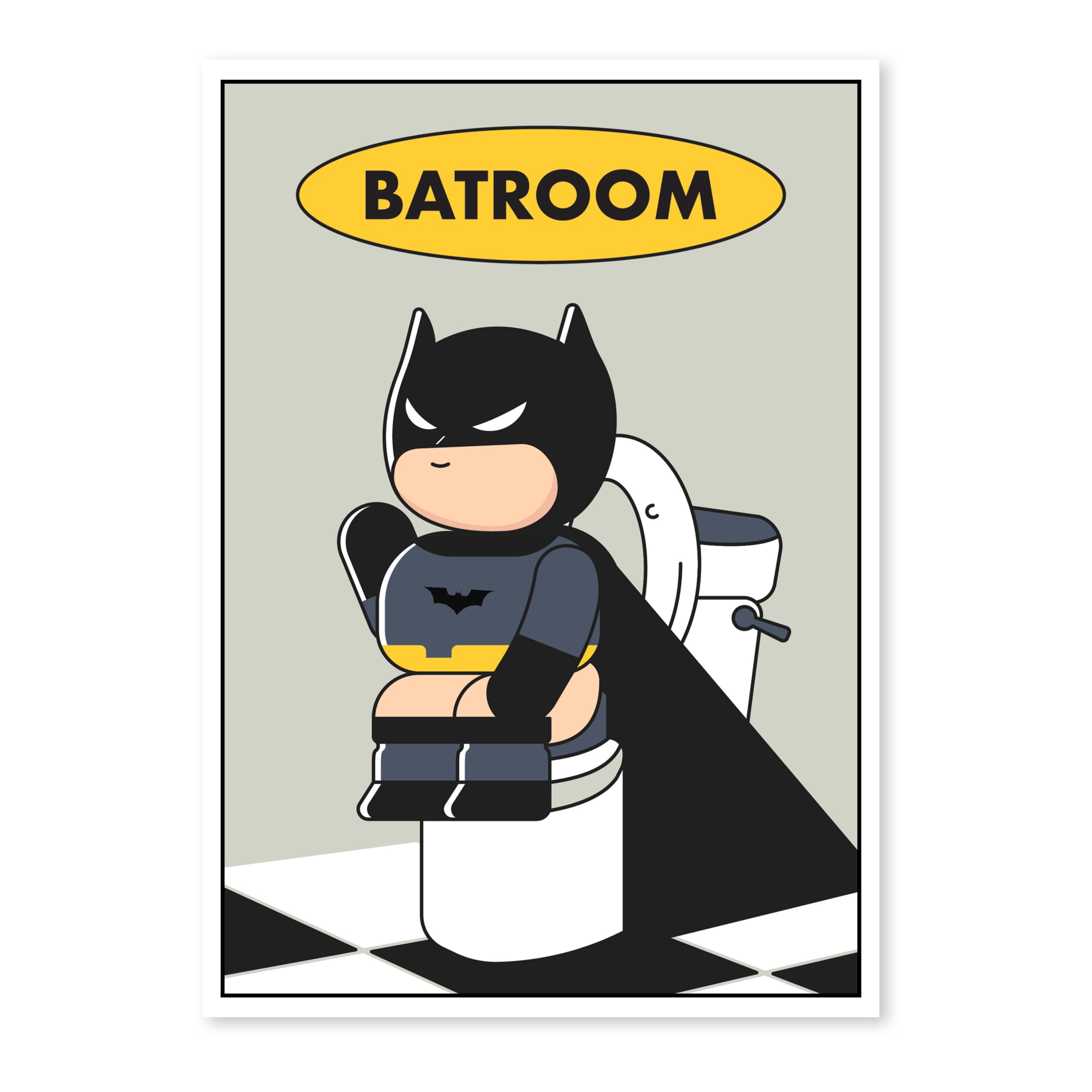 Reko Art House Batroom Funny Bathroom Wall Poster | Quirky Toilet Signs & Guest Bath Decorations | Minimalist Black & White Washroom Signs20.8x29.2 cm-image-28