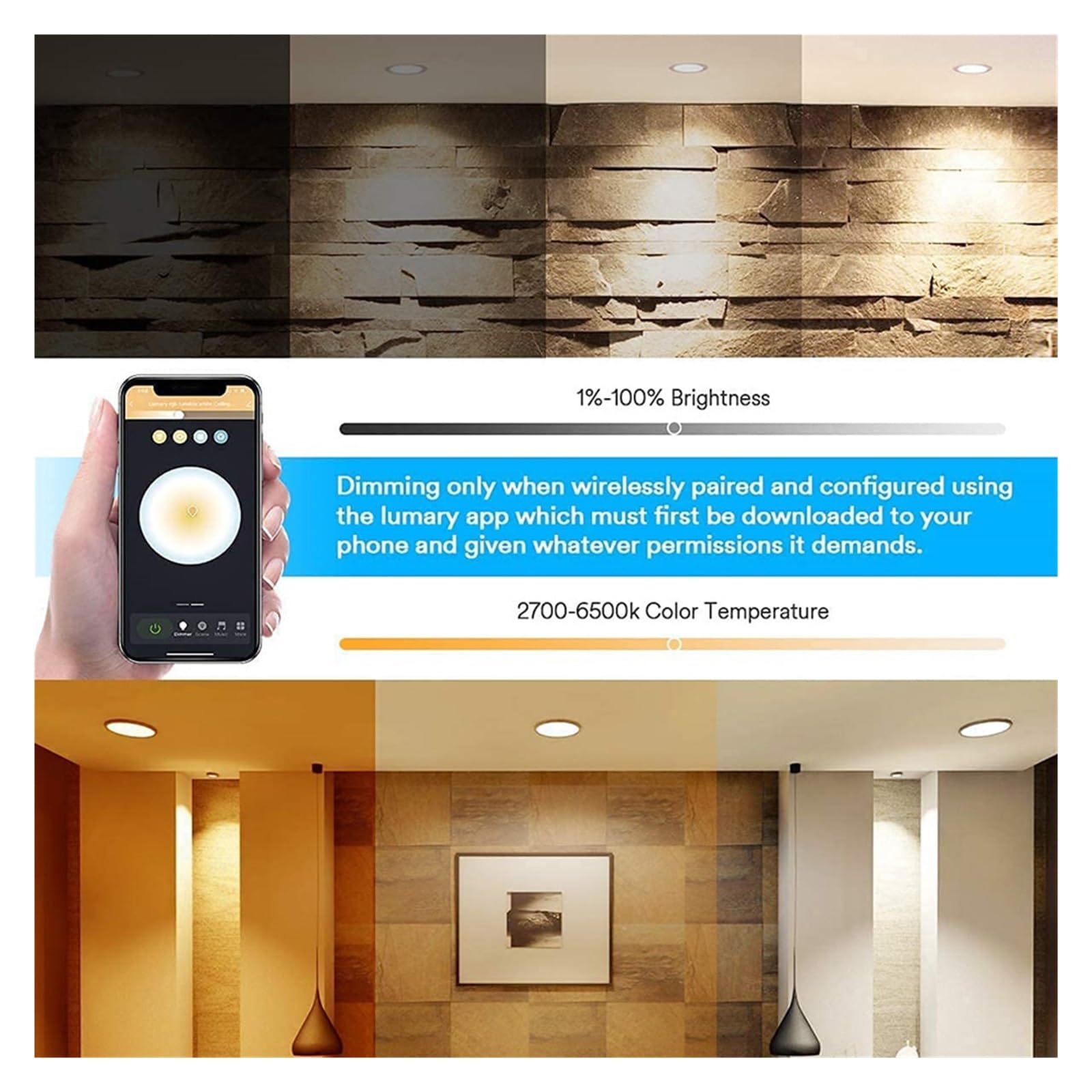 Luz de techo LED Downlight Tuya Smart WiFi, lámpara foco regulable RGB+CW+WW, Control por voz(2 Pieces,7W)