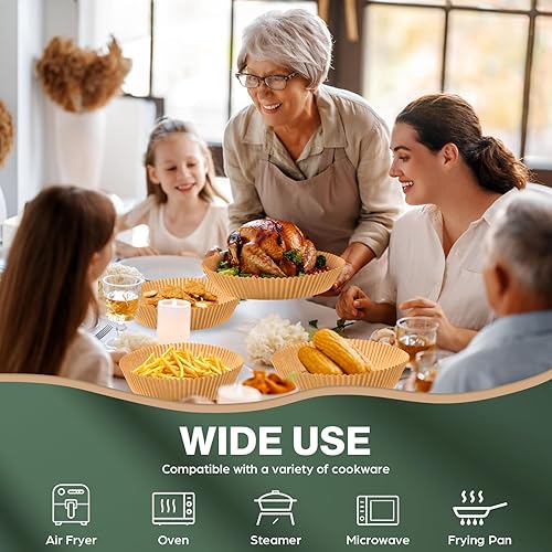 Miniatura 6 de Forros de papel desechables mejorados para freidora de aire, 100 piezas más gruesas de 6.5 pulgadas para forros redondos de freidora de aire de 2 a