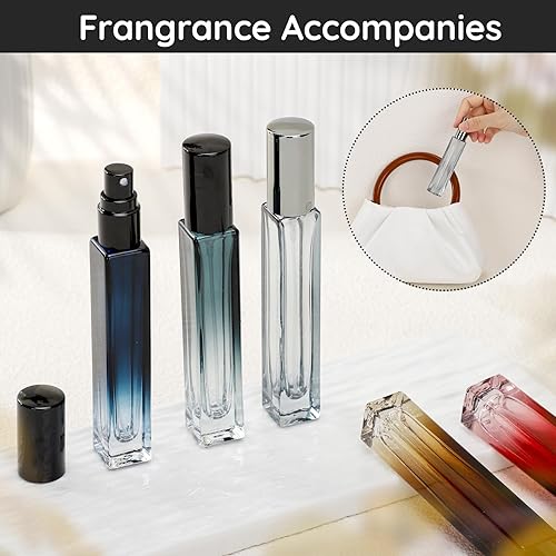 Miniatura 5 de Juego de botellas de perfume de vidrio Segbeauty, paquete de 5 de 10 ml de perfume portátil recargable de viaje, atomizador vacío rociador para