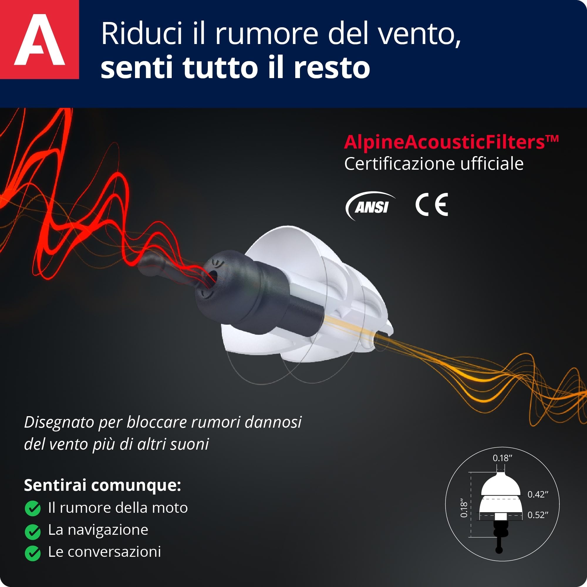 Alpine MotoSafe Tour - Tappi per Orecchie – Tappi da Gara ed Escursioni – Previeni i danni alle orecchie quando guidi la moto – Senti i rumori della strada – Comodi e riutilizzabili - 5