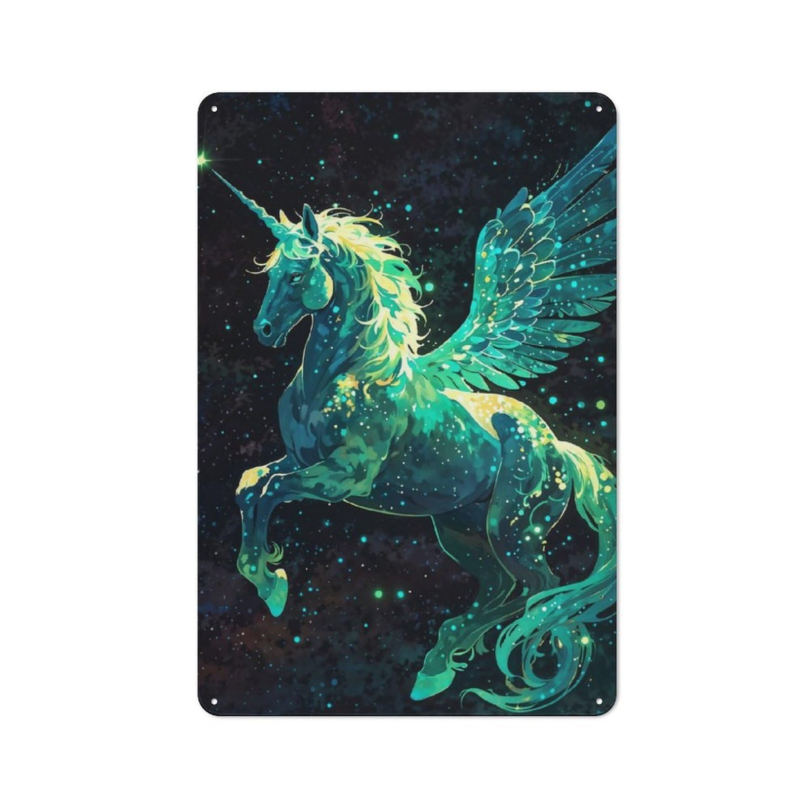Junmoney Celestial Unicorn Metal Plaque 30X20cm With For Home Bar Wall, Retro Decor, For Garage, Workshop And Man Cave Decoration