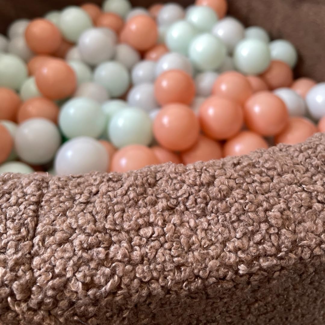 Flumi Personnalisé Piscine a Balle pour Bébé à partir de 1 an - Fosse à Boules pour Enfants 90x40cm - 200 Balles ∅ 7cm - Produit Européen - Oeko-TEX et CE Certifiée (Teddy Chocolat)