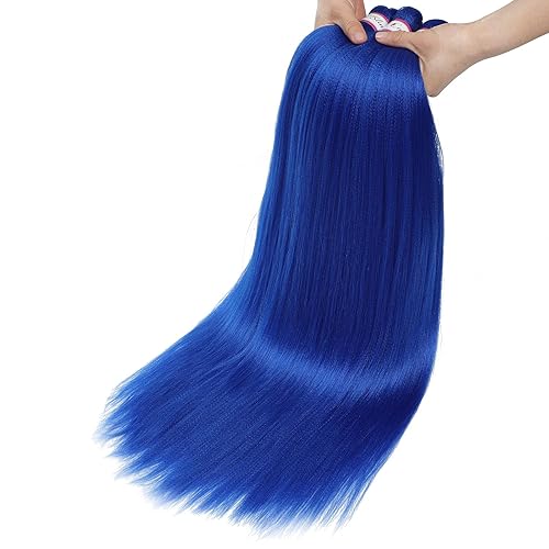 Miniatura 4 de Cabello trenzado azul preestirado, extensiones de cabello trenzado de 28 pulgadas de largo para mujer, trenzas de caja, textura Yaki, sintético