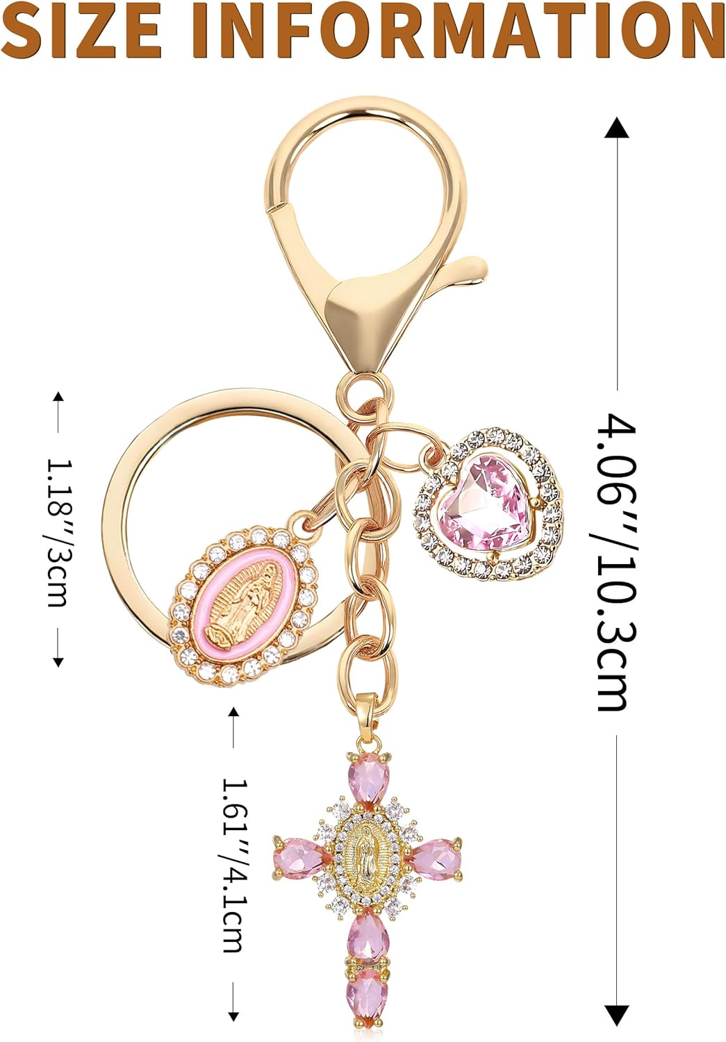 Cross Purse Charms Keychain- Sparkling Rhinestone Cross Key Chain Bag Charms Wallet Accessories - Image 6