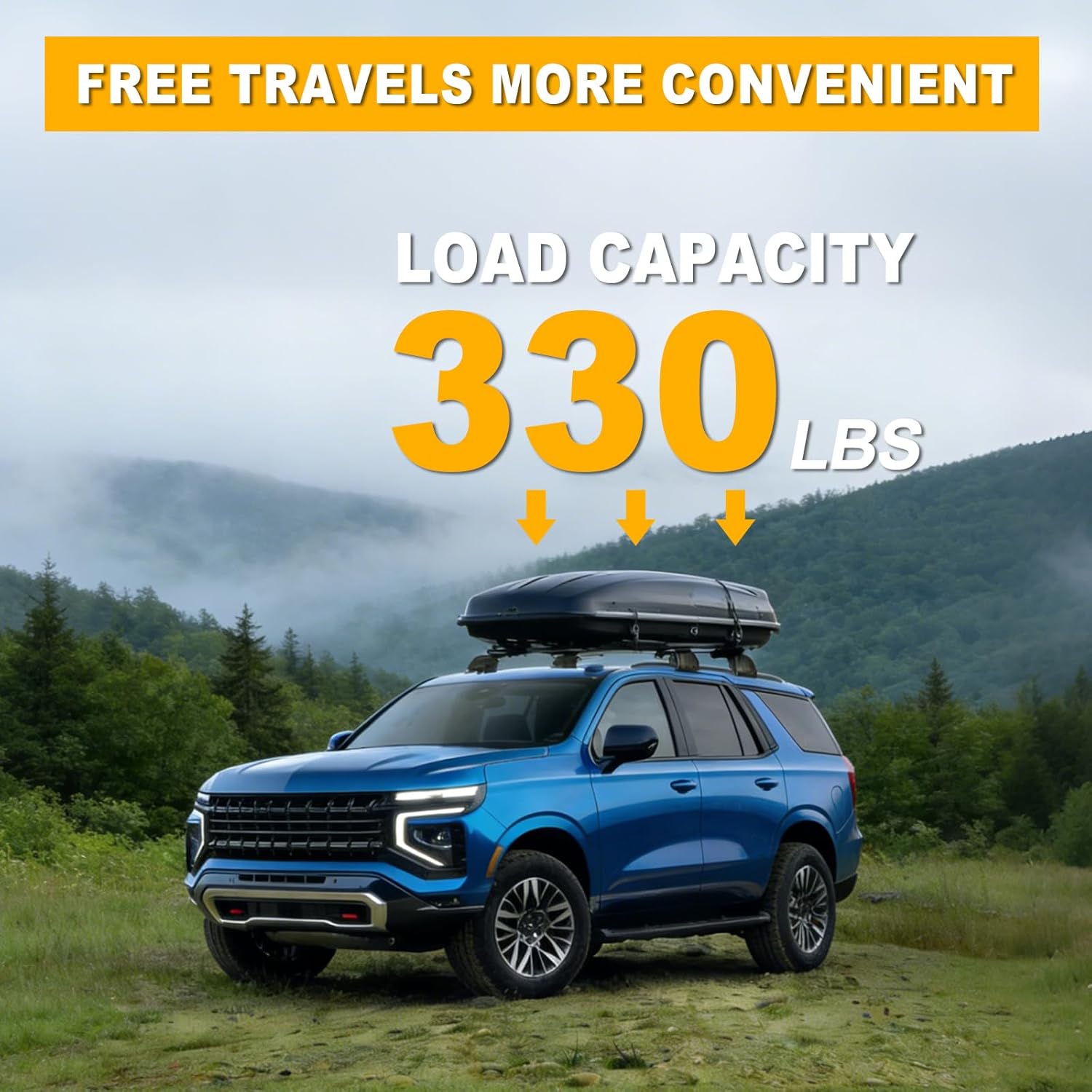 Zorik 330LBS Lockable Roof Rack Cross Bars Compatible with 2021-2026 Chevy Tahoe/Suburban, GMC Yukon/XL, Cadillac Escalade/ESV, Anti-Theft Aluminum Crossbars for Kayak Bike Cargo, No-Drill, 2 Straps