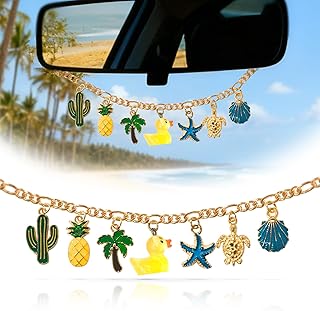 CusDusk Duck Car Hanging Ornament, Sea Shell Beach Rear View Mirror Hanger Accessories, Automotiv...