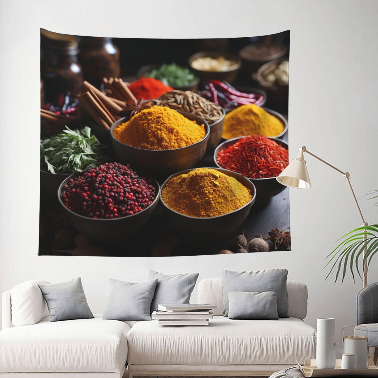 QLDETUPWLX Tapestry 153 X 130 CM Inches Wall Hanging for Living Room Spices Tapestrys Home Decor Soft Aesthetic Tapestries Hanging Decor Blanket Wall Tapestry for Bedroom Dorm Indoor Outdoor