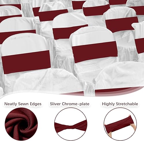 Miniatura 3 de CHENGU 100 bandas de elastano para silla, con lazo liso, para bodas, sin hebilla, decoraciones para sillas de cumpleaños, lazos elásticos para