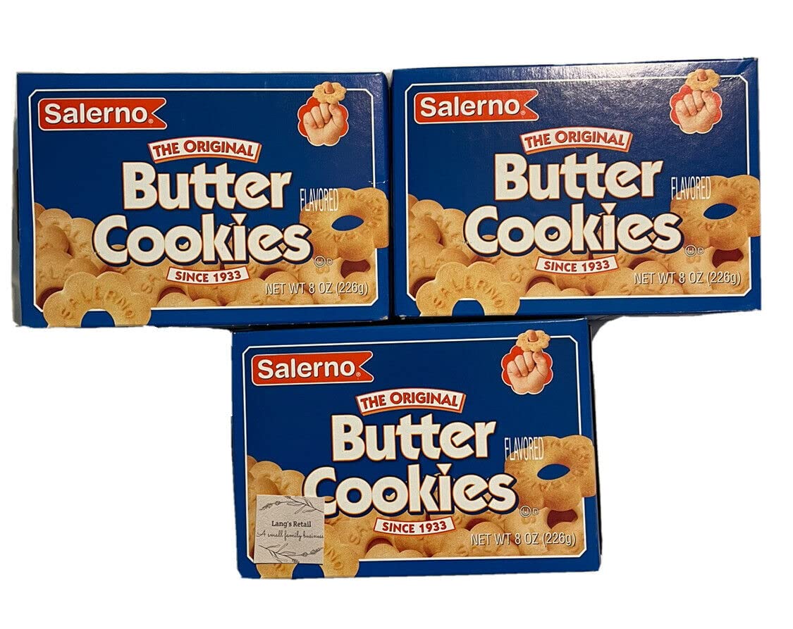 Salerno Butter Cookies, 3 Pack, 8oz Boxes, Bundled with