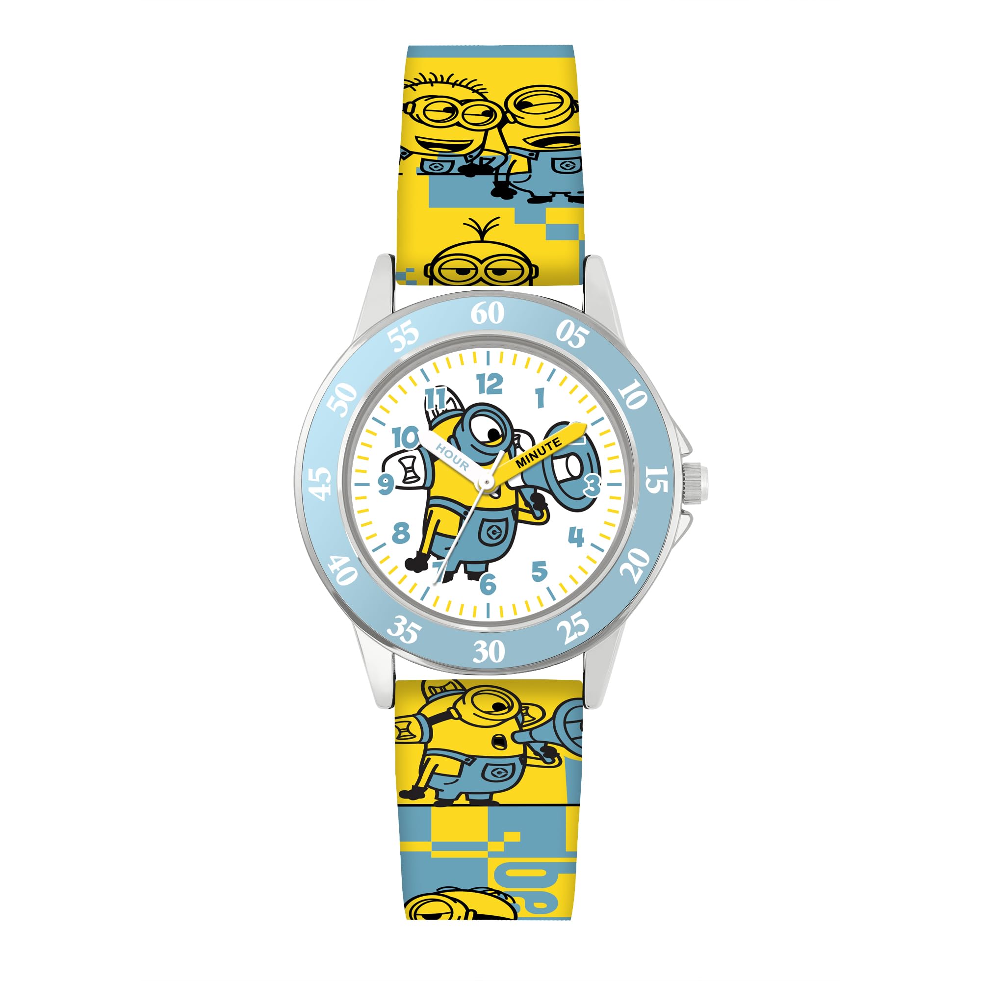 Accutime Minions DMF4107 Montre analogique pour apprendre l'heure avec bracelet en silicone Jaune