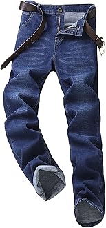 Men's Classic Relaxed Fit Jean Lightweight Straight Leg Washed Denim Jeans Retro Distressed Loose Fit Jean Pants
