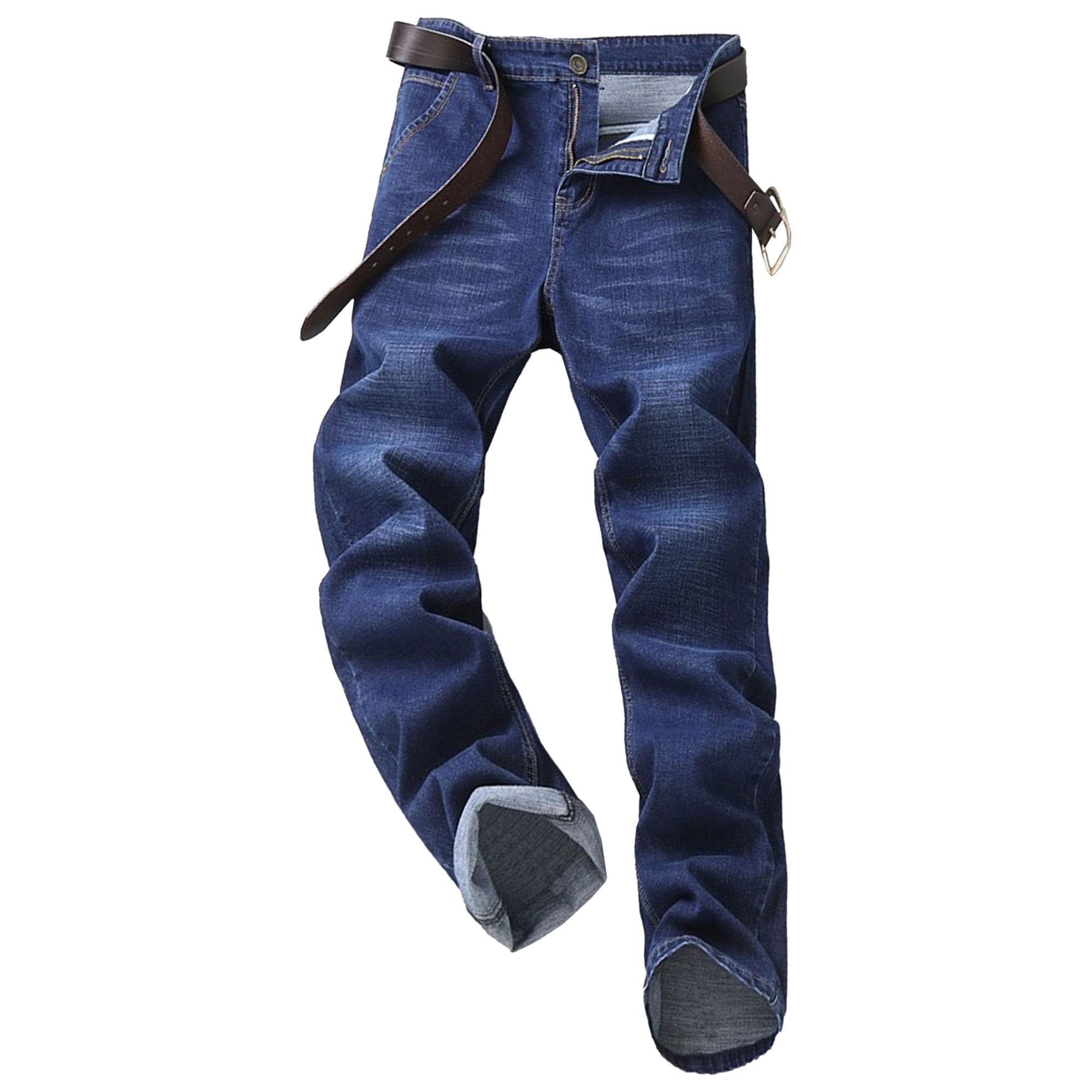 Men's Classic Relaxed Fit Jean Lightweight Straight Leg Washed Denim Jeans Retro Distressed Loose Fit Jean Pants