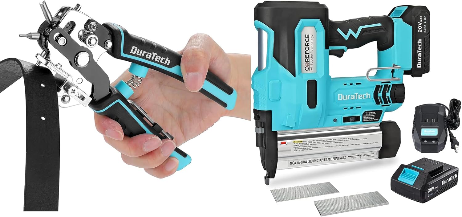DURATECH 20V Cordless Brad Nailer & DURATECH Leather Hole