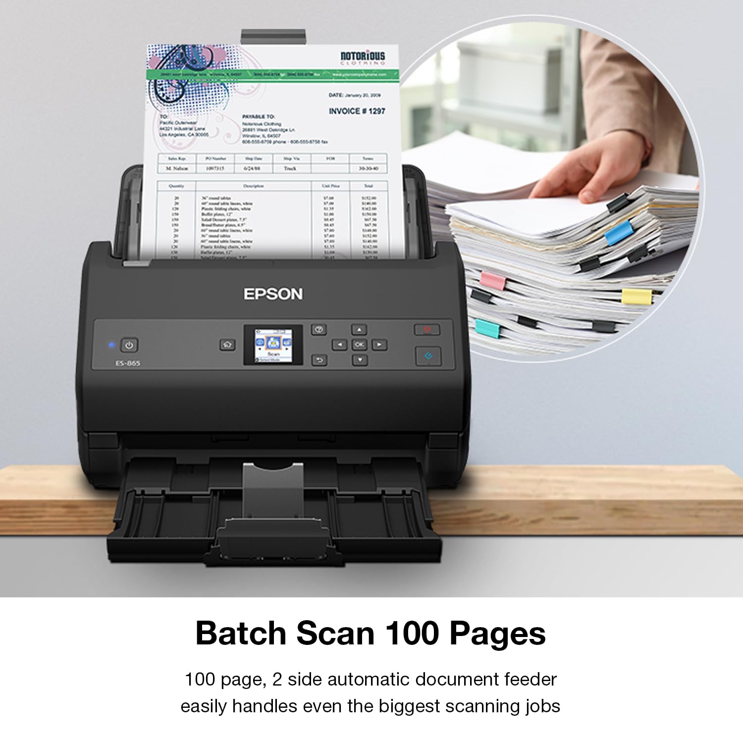 Epson Workforce ES-865 Scanner per documenti duplex a colori con driver Twain