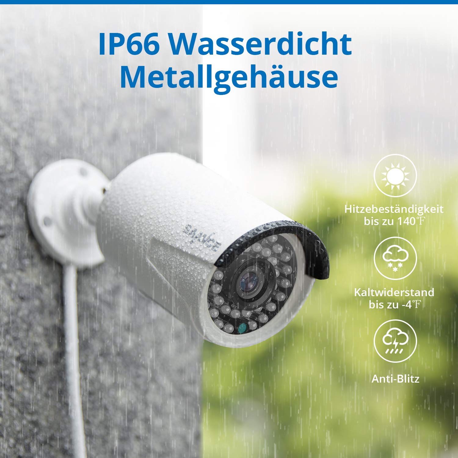 SANNCE Kit de cámaras de vigilancia 8CH 5MP PoE, grabadora NVR para videovigilancia con 4X cámaras Exteriores 5MP con notificación Push por App, Resistente al Agua IP66, detección de Personas