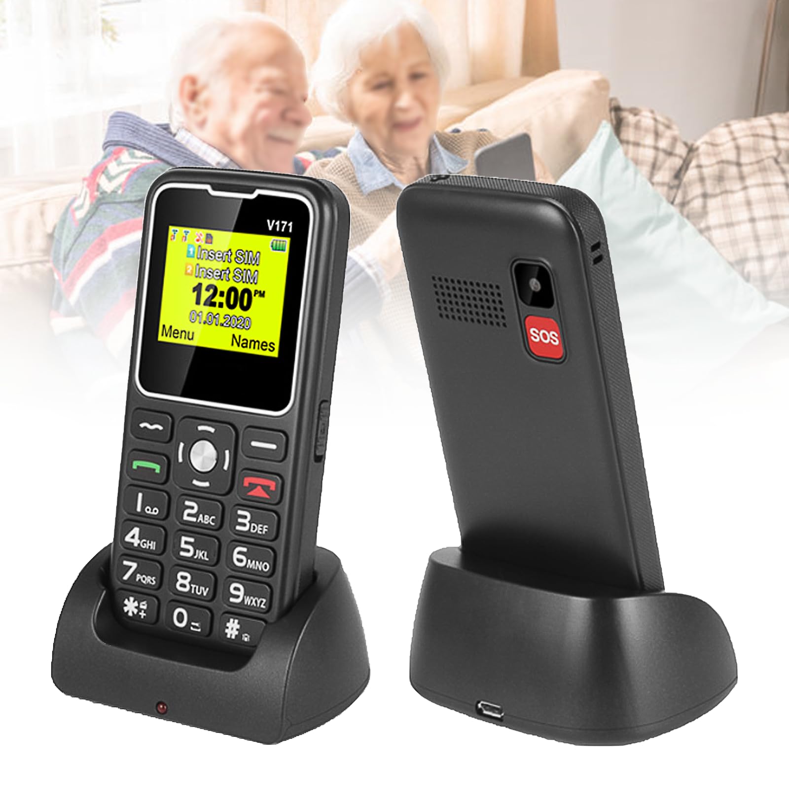 WENJUY Basic Mobile Phones for the Elderly and Kids, Unlocked Dumb Phones, Cell Phones Without Internet - with Big Buttons, MP3, MP4, Camera, Flashlight, SOS,Black