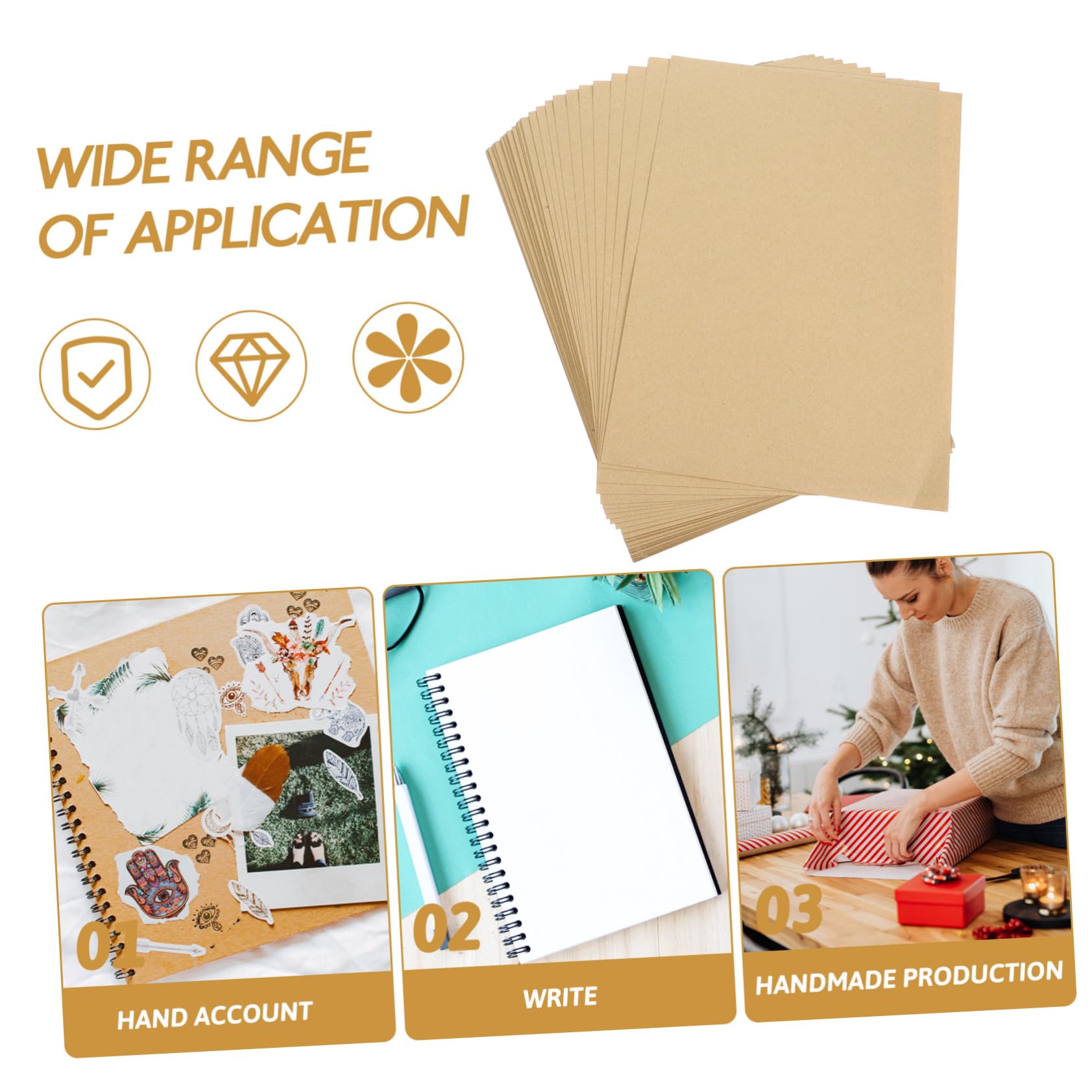FUNNETOYU Papel De Cubierta Kraft Grueso Manualidades Cuadernos y Calendarios Versátil Para Proyectos De Bricolaje Scrapbooking y Tarjetas De Papel