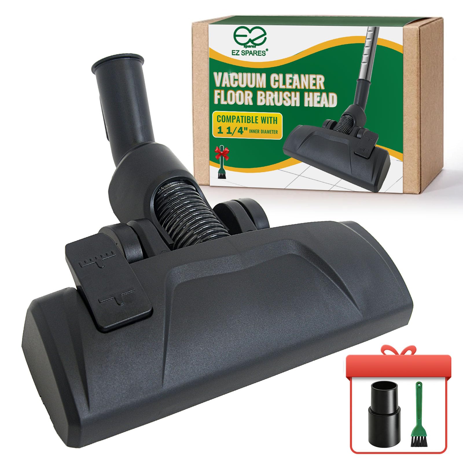 EZ SPARES Zamiennik uniwersalnej głowicy szczotki podłogowej do odkurzacza, 1 1/4 cala 32 mm 2 nowe funkcje do wyboru (na podłodze i dywanie), akcesoria do mocowania części odkurzacza