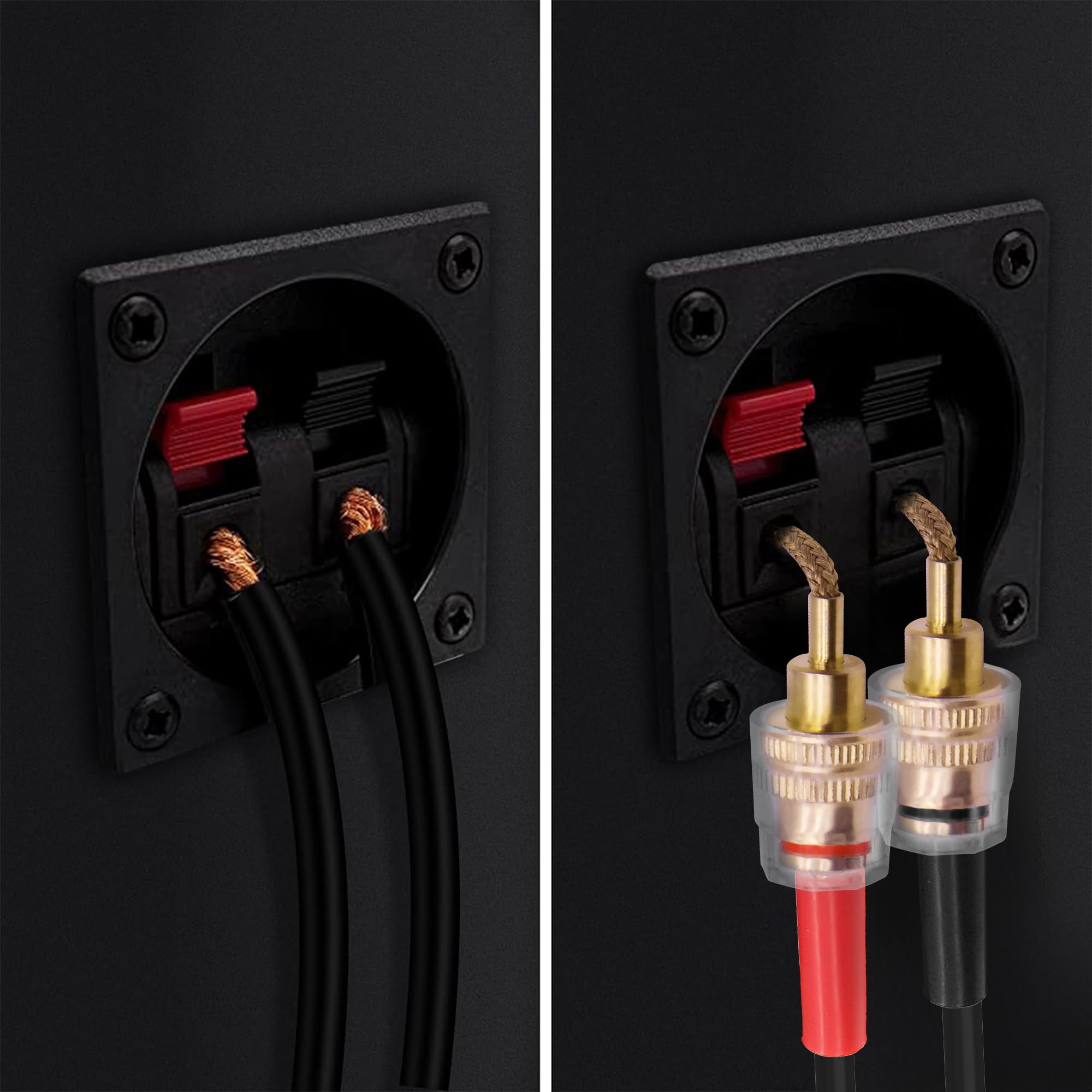 XMSJSIY 4 mm żeńskie złącze bananowe do adaptera audio HiFi audio czarno-czerwone, złącze bananowe do wzmacniacza i głośnika