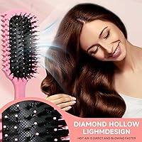 Vista 4 de Cepillo para definir rizos, productos de cepillo para cabello rizado con juego de 3 cepillos de cerdas para peinar hacia atrás con control de borde