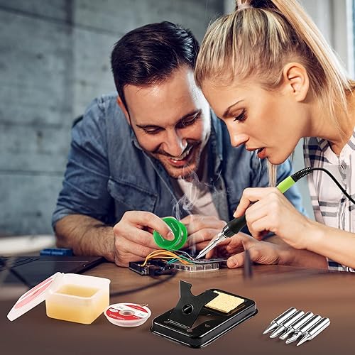 Miniatura 7 de Pistola de soldadura, kit de pistola de soldadura de 80 W con puntas de hierro intercambiables, pistolas de soldadura manuales automáticas de 110 V