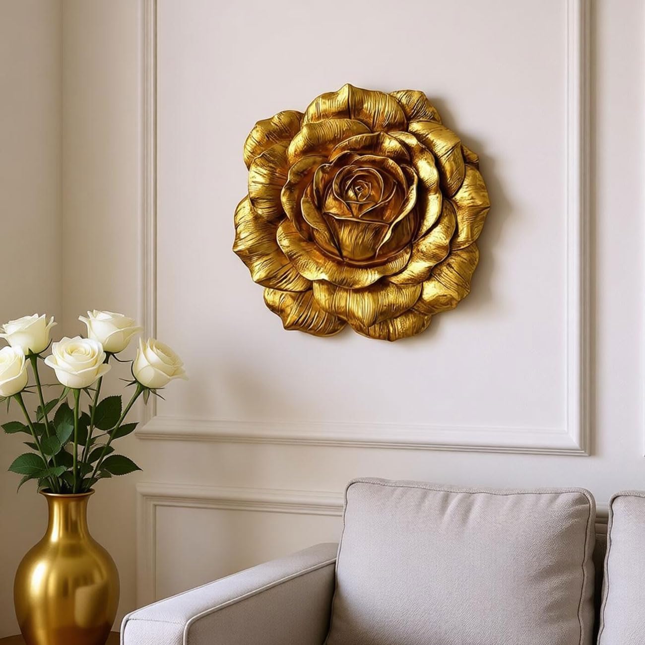 HAUCOZE Décoration Murale Florale Sculpture Modern Arts Maison Statue 28cm