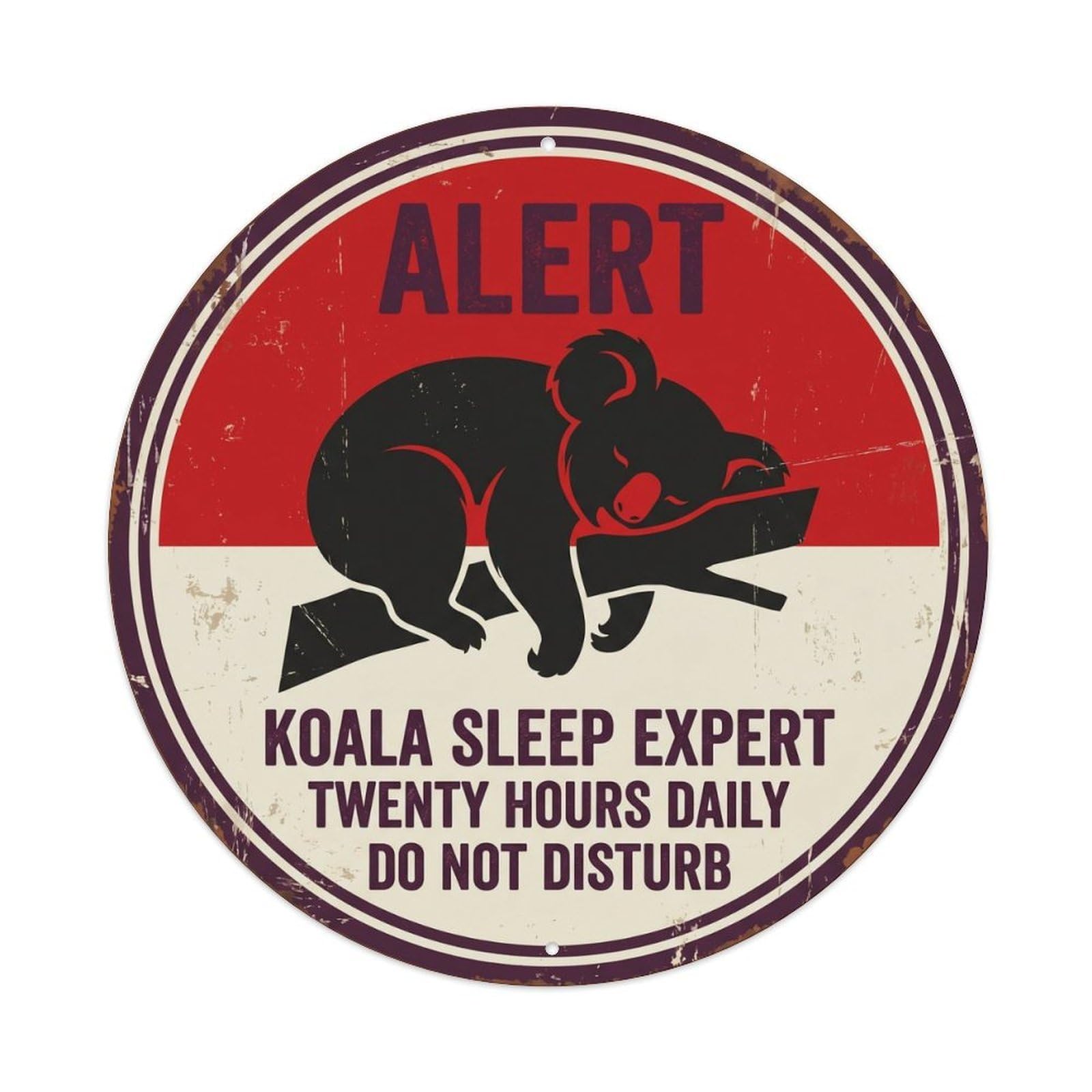 Vintage Lazy Koala Sleep Champion Metal Tin Sign Plaque