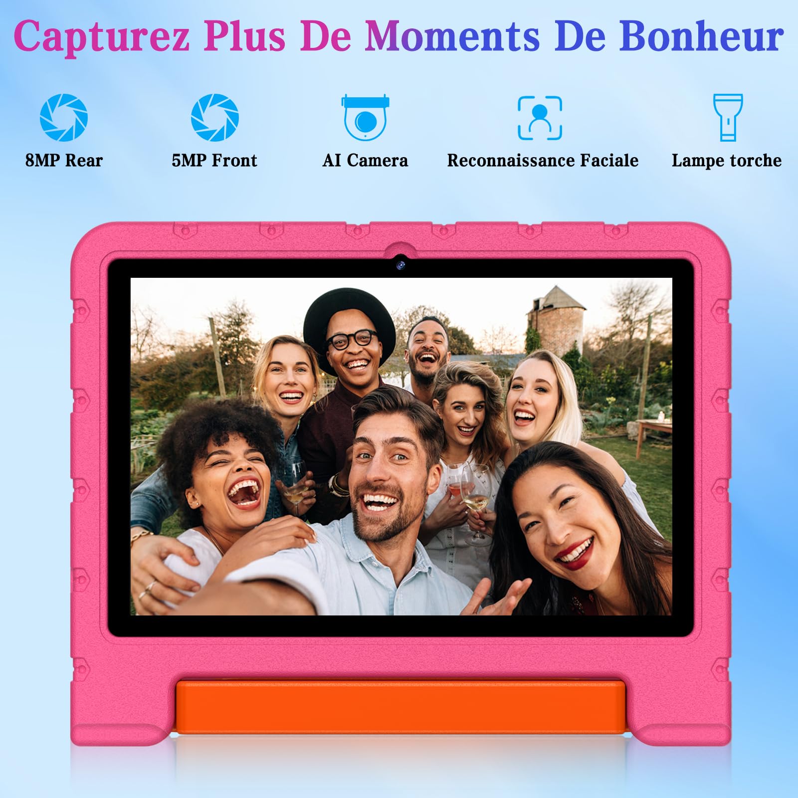 ZIOVO Tablet Bambini 10 Pollici Tablets Android 15, 30GB RAM+64GB ROM(TF 2TB), 5G WiFi Tablets,Gemini AI/Octa-Core/Widevine L1/Face ID/Parentale Controllo/6000 mAh/BT 5.0, Tablet con Eva Caso - Rosa