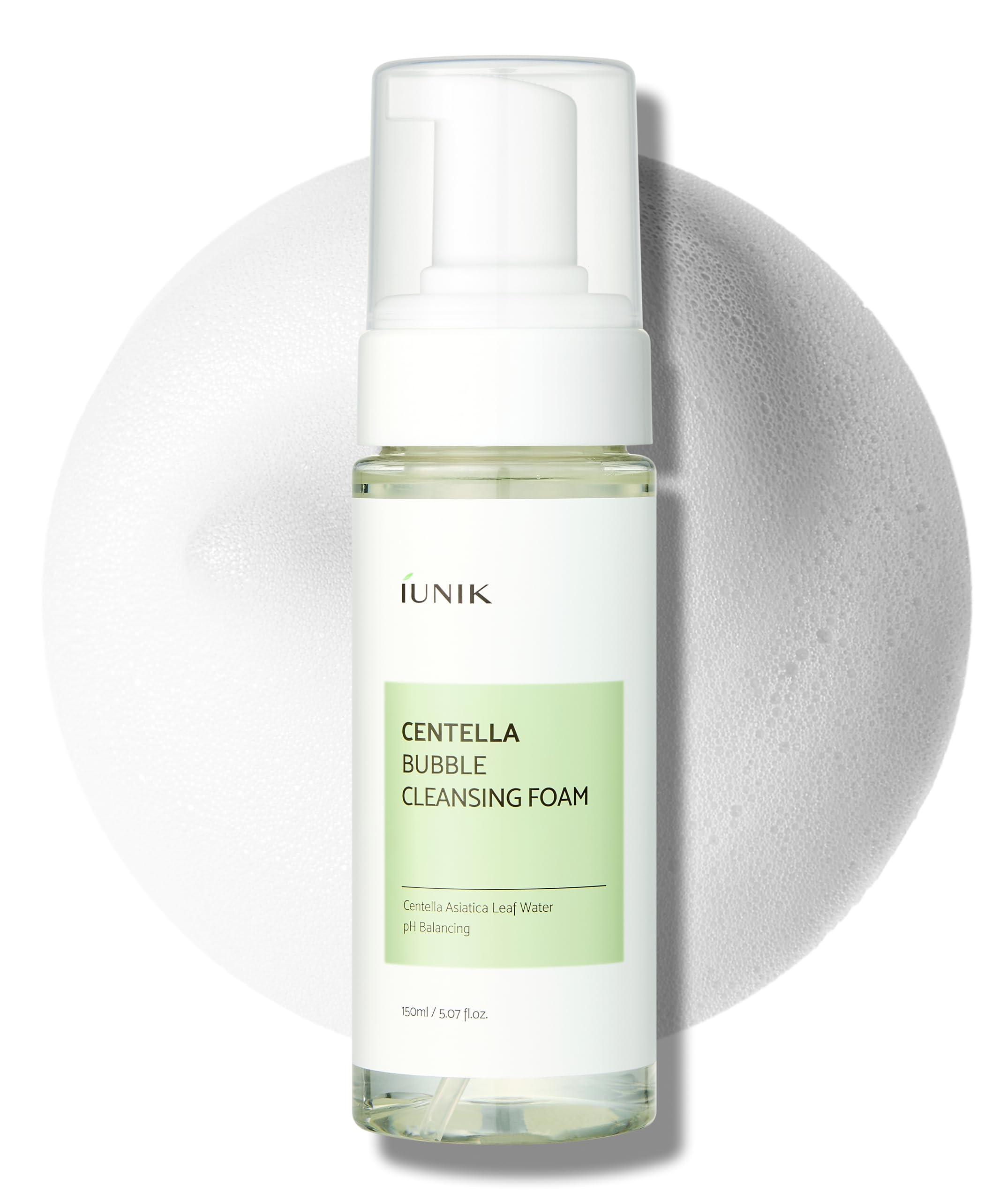 Centella Bubble Foaming Vegan Facial Cleanser - 69% Centella Asiatica Extract, Soothing, Moisturizing, Exfoliating, Removes Pore Blackheads, Whiteheads, 5.07 Fl Oz