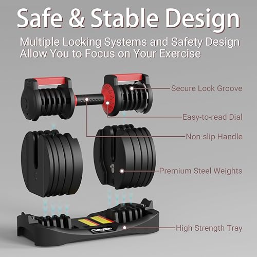 Miniatura 5 de Mancuernas ajustables de 2552.5 libras, 915 pulgadas, juego de mancuernas de peso ajustable para ejercicio de cuerpo completo, entrenamiento de