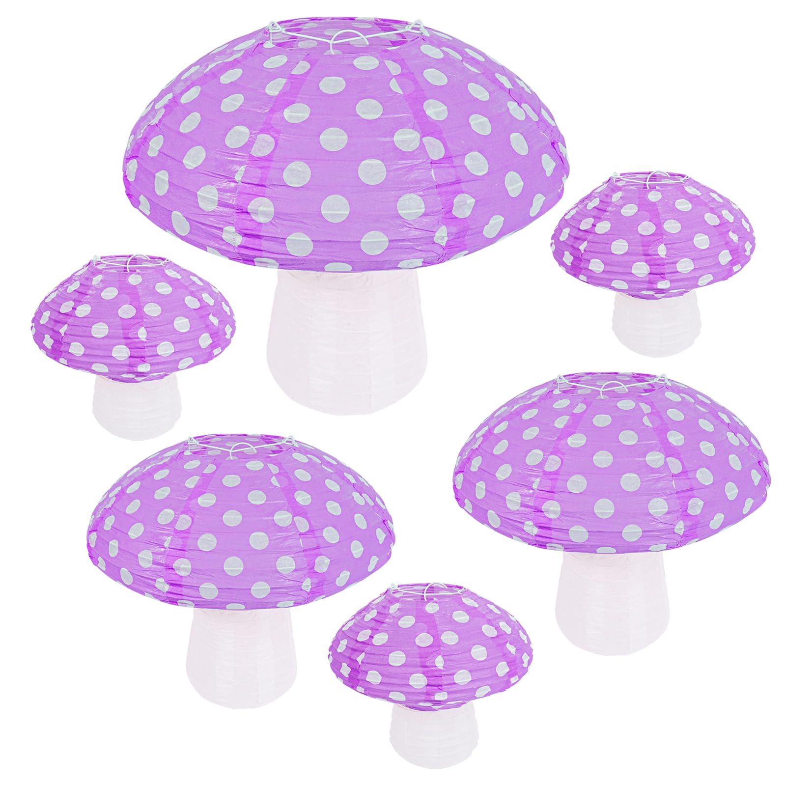 2-Pack Large Mushroom-Shaped Paper Lanterns – 3D Hanging Decor For Nursery, Garden, Birthday, Wedding & Forest-Themed Parties