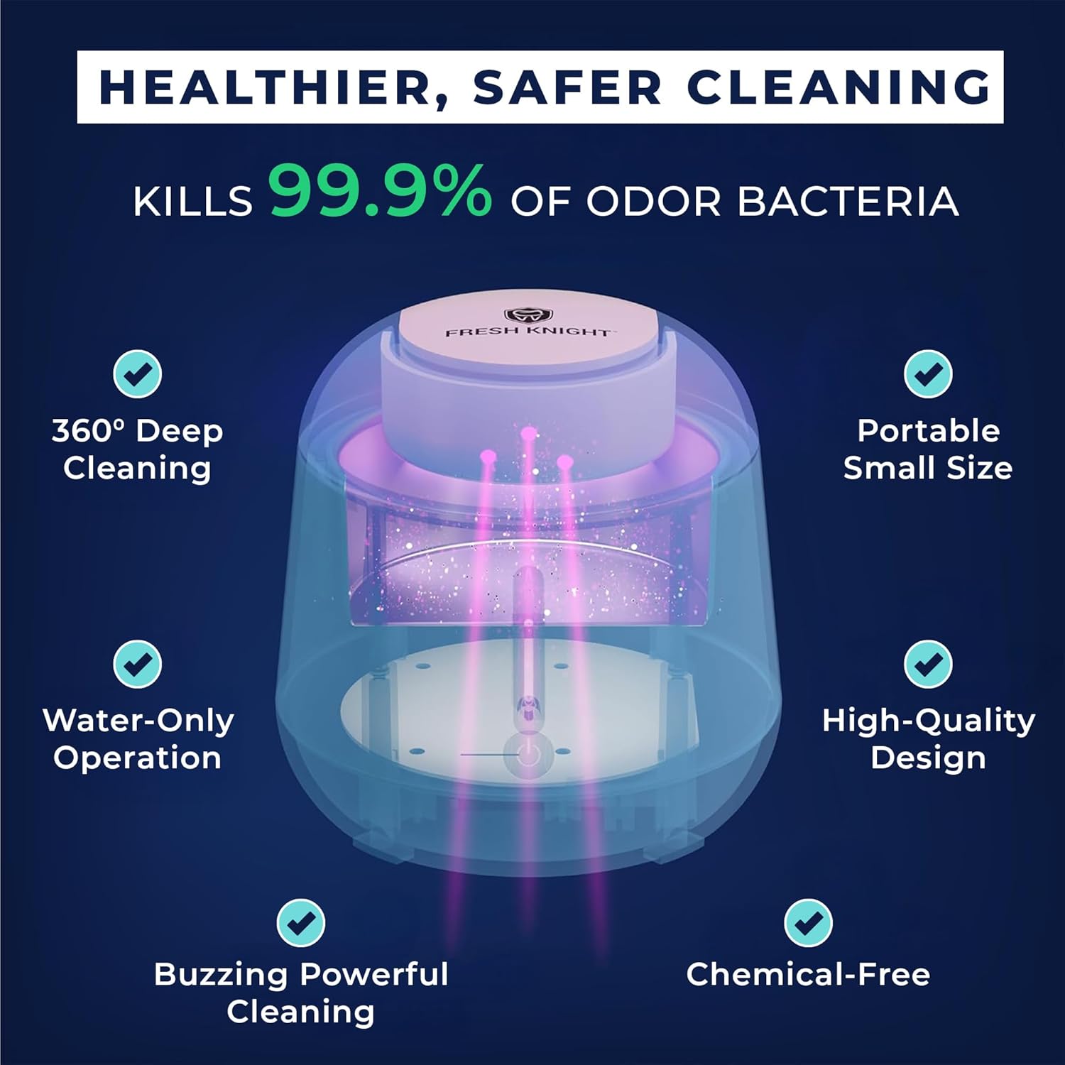 Fresh Knight Ultrasonic Retainer Cleaner, 45kHz Retainer Cleaner Machine for Denture Cleaner, Retainer Cleaner, Mouth Guard Cleaner, Night Guard Cleaner, Denture Cleaner with 200ML Dental Cleaning Pod